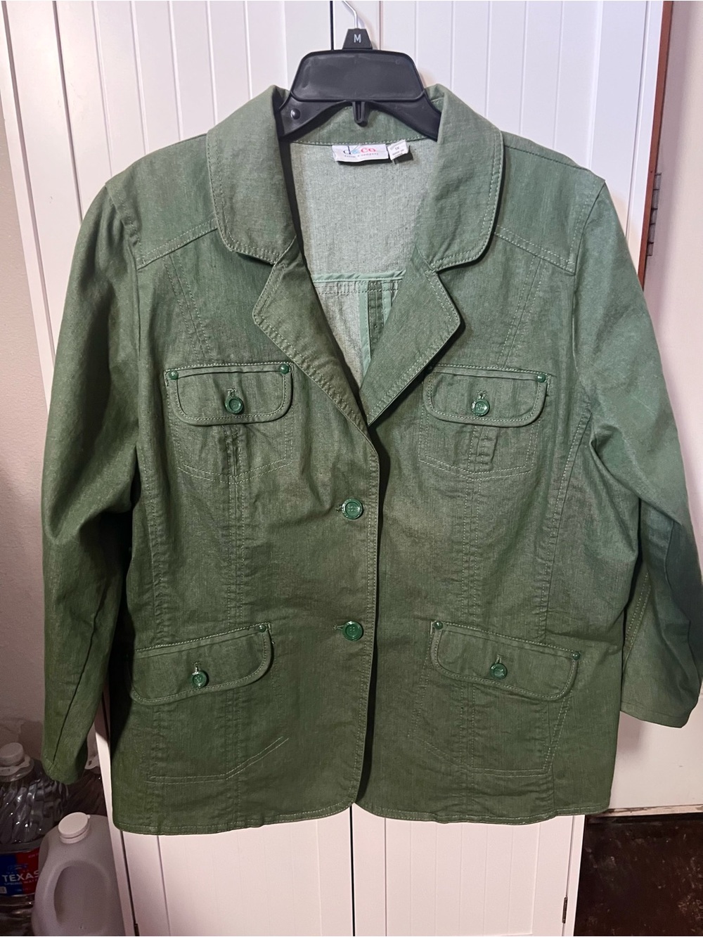 Denim&Co Olive Utility Blazer with Flap Pockets